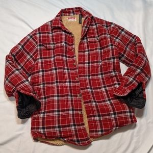 Wrangler Sherpa Lined Red Fleece Shirt Jacket, S